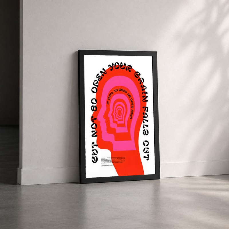 Image of Open Mind Abstract Premium Framed Wall Poster (12x18 Inch) | Pink & Red Mindfulness Wall Art | Modern Inspirational Decor for Bedroom, Living Room, Office, Study & Workspace | Ready-to-Hang Frame