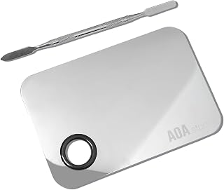 AOA Studio Stainless Steel Makeup Mixing Palette for Beauty Costmetic with Spatula Eye Lip Face Makeup 6 x 4 inch Silver