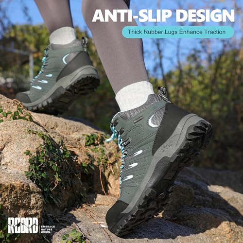 Image of R CORD Womens Hiking Boots Waterproof Slip-Resistant Cushioned Support Durable for Hiking, Travel, Rainy Days, Camping, and Outdoor Adventures