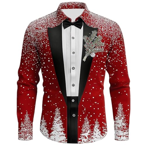 Chemise à manches longues festive et confortable à boutonnière pour homme