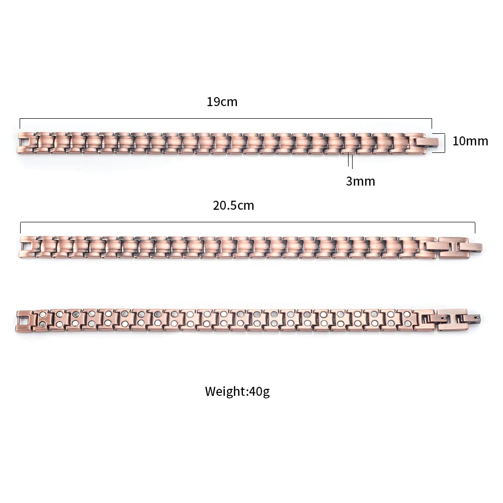 Armband aus reinem Kupfer für Frauen, mit doppelreihigen Magneten, magnetische Kupfer-Armbänder – Geschenk für Mutter, Tochter