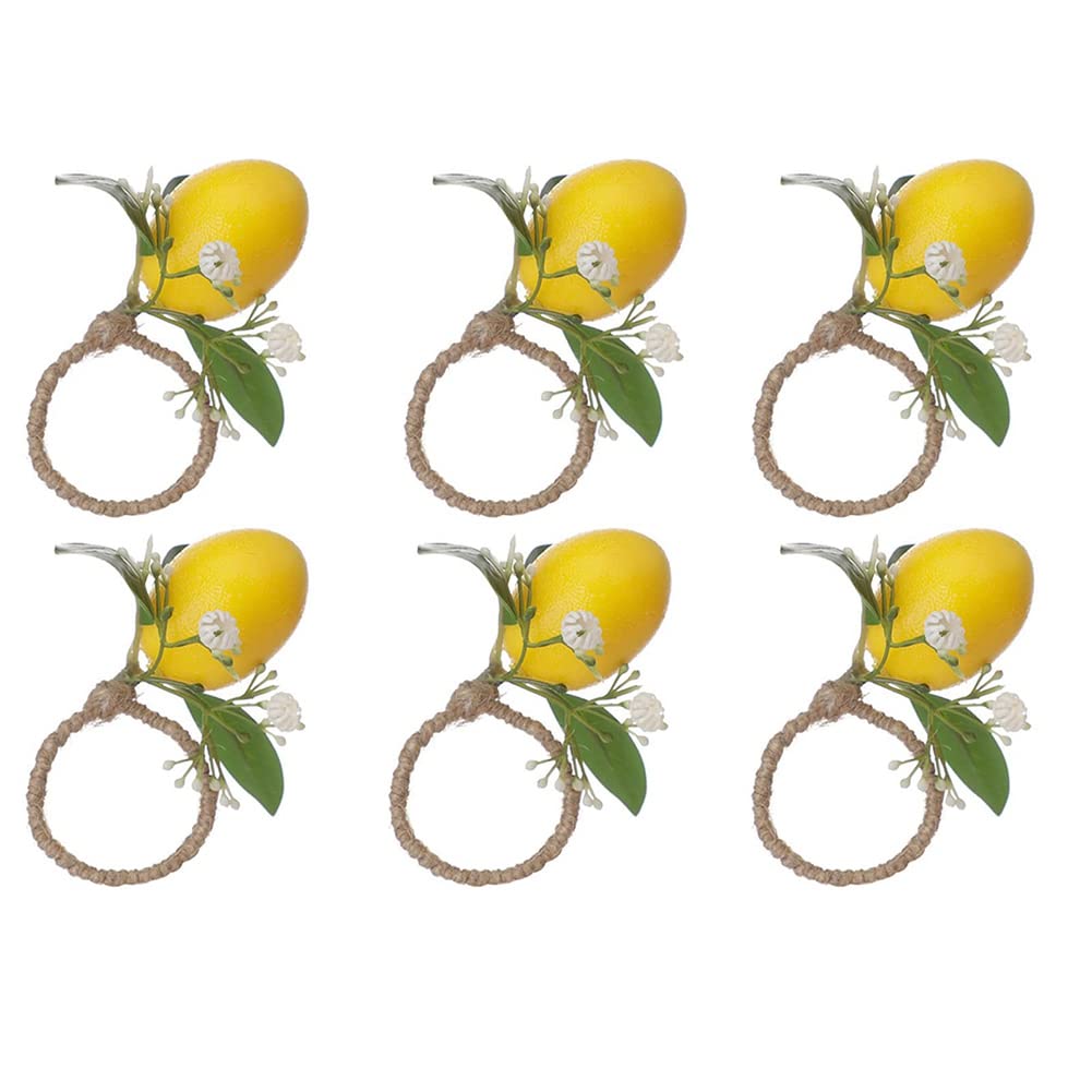 CTRLZS Lemon Napkin Rings Set Of 6 Lemon Vine Leaf Napkin Holders for Dining Table Decor Banquet Wedding Birthday Christmas A