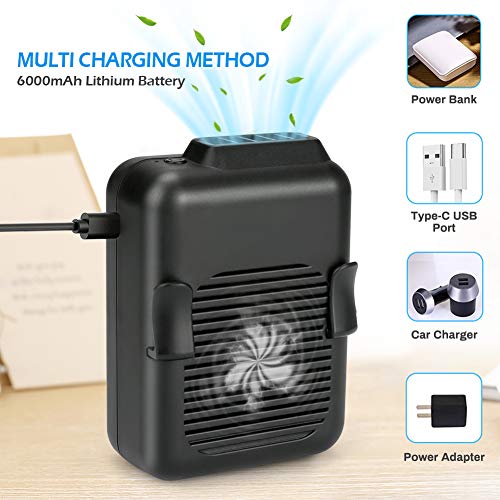 Ventilador de cuello portátil mini clip de 6000mAh recargable USB para camping 4