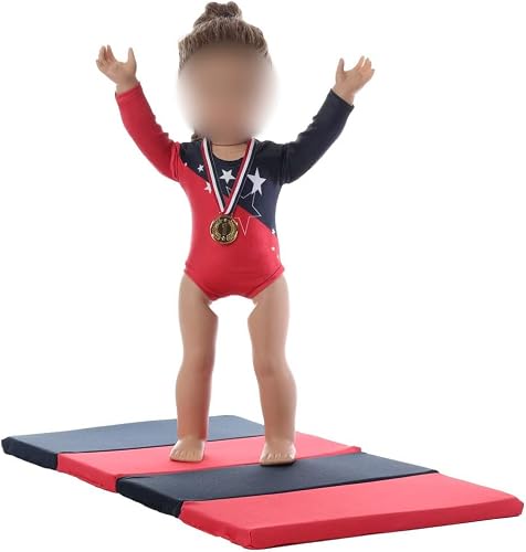 Team USA 18 inch Doll Gymnastics Leotard, Mat and Olympic Gold Medal Fits 18" Dolls (Navy&Red)