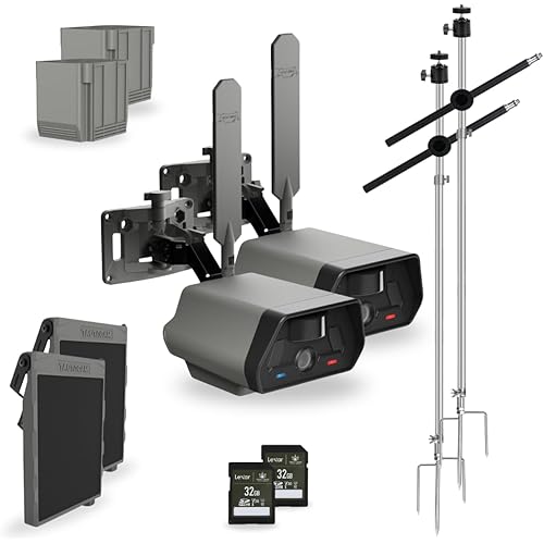 TACTACAM Defend Cellular Security Camera - No WiFi Required - Motion Activated Wireless Camera - Motion Detection - Includes Solar Panel, Rechargeable Battery, SD Card, & Defend Pole (2PK)