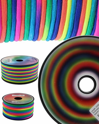 Fashion lab Soft Rainbow Cord 7 Strands 4 mm 3/16” Nylon Paracord Dip-Dye Nylon Cord 160ft 320ft Outdoor Cord Hiking Ropes Camping Dark Rainbow