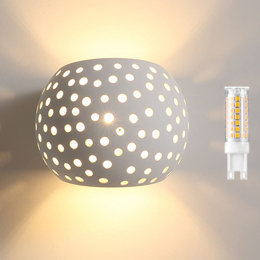 Kinkiet ścienny, Beehive kinkiet ścienny z oświetleniem wewnętrznym w górę i w dół, żarówka LED G9 4200K 5W, ciepła biel, akcesoria