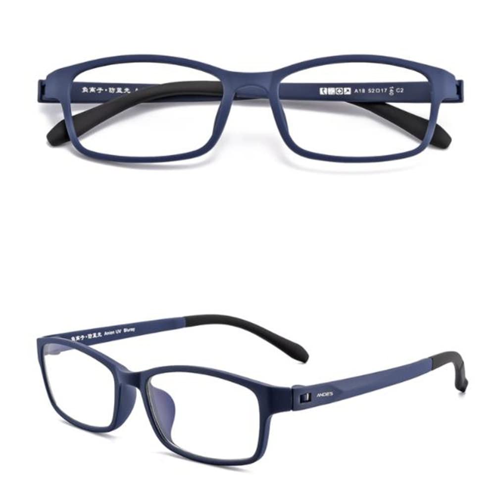 Lesebrille Blaulichtfilter Computerbrille TR90 Superleichte Lesehilfe Schwarz Blau Rot Klassische Nerd Brillen Vollbild Unisex (Color : Blue, Degree : +1.50)