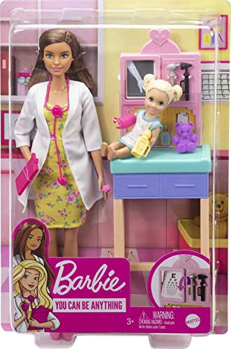 Barbie Careers Doll & Playset, Pediatrician Theme With Brunette Fashion Doll, 1 Patient Doll, Furniture & Accessories #TOP5