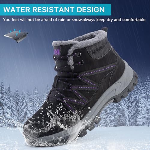 Women’s Snow Boots Warm Fur Lined Ankle Boots Lace-Up Anti-slip Cold-Resistant Comfor Winter Boots Outdoor Walking Shoes2