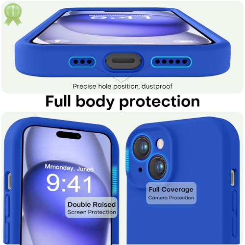Image of LOVE 3000 Compatible with iPhone 15 Case, [Smooth Silicone Full Coverage Camera] [8ft Drop Protection], Soft Microfiber Lining Full Body Protective Case for iPhone 15 6.1 inch - Klein Blue
