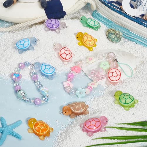 SUNNYCLUE 20Pcs 10 Colors Glow in The Dark Turtles Miniature Turtle Figurines Resin Luminous Summer Sea Ocean Animals Tortoise Charm for Jewellery Making Charms Garden Decor Micro Landscape DIY Crafts - Image 4