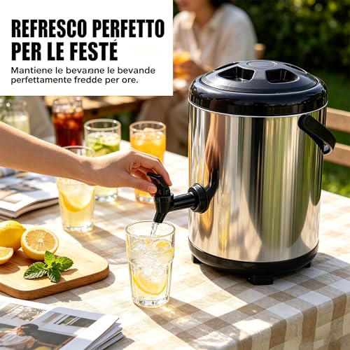 Distributeur d'eau chaude et froide pour buffets et réceptions extérieures 8L