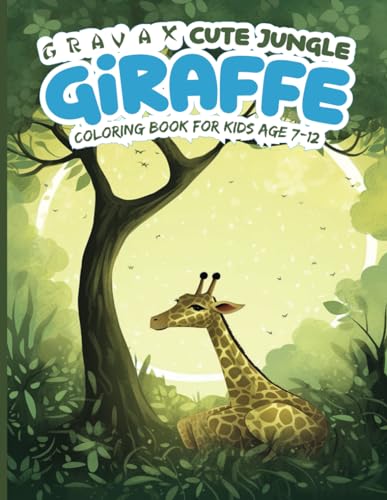 Gravax - Libro da colorare per bambini dai 7 ai 12 anni, motivo: giraffa della giungla