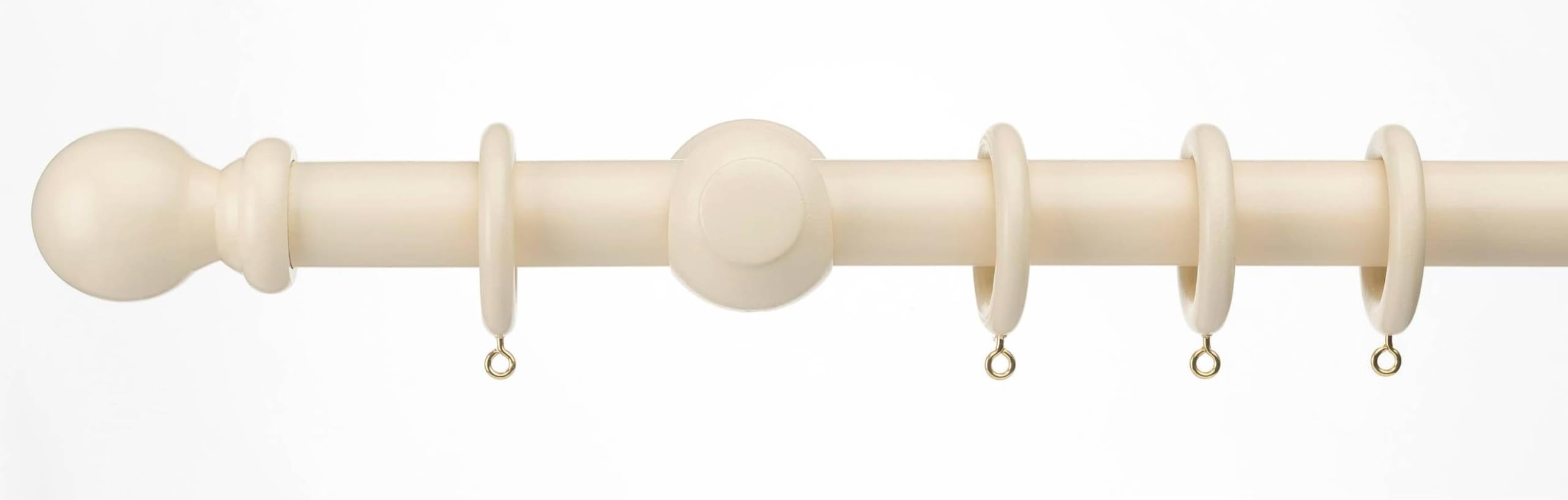 35mm Wood Curtain Pole Set, ABC Decor (Cream, 300 cm)