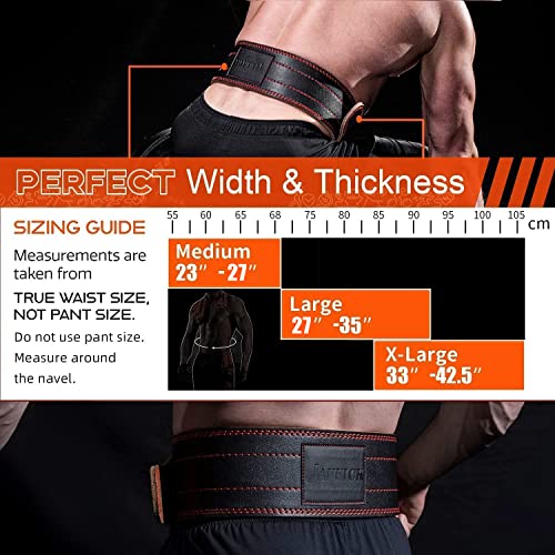 Jaffick Genuine Leather Weight Lifting Belt Of 4 Inches Wide Lower Back Support And Injury Prevention For Gym Fitness Workout Cross Training For Men And Women Squat Deadlift Up To 800 Lbs #TOP1