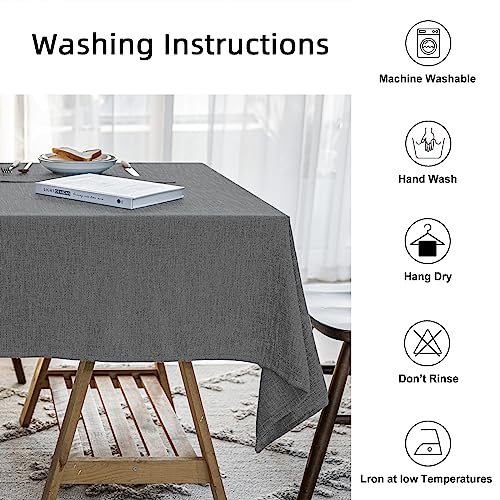 JSFLY Waterproof Linen Tablecloths Rectangle Table Cloth(54"x86") Gray by JSFLY - Used condition - Image 3