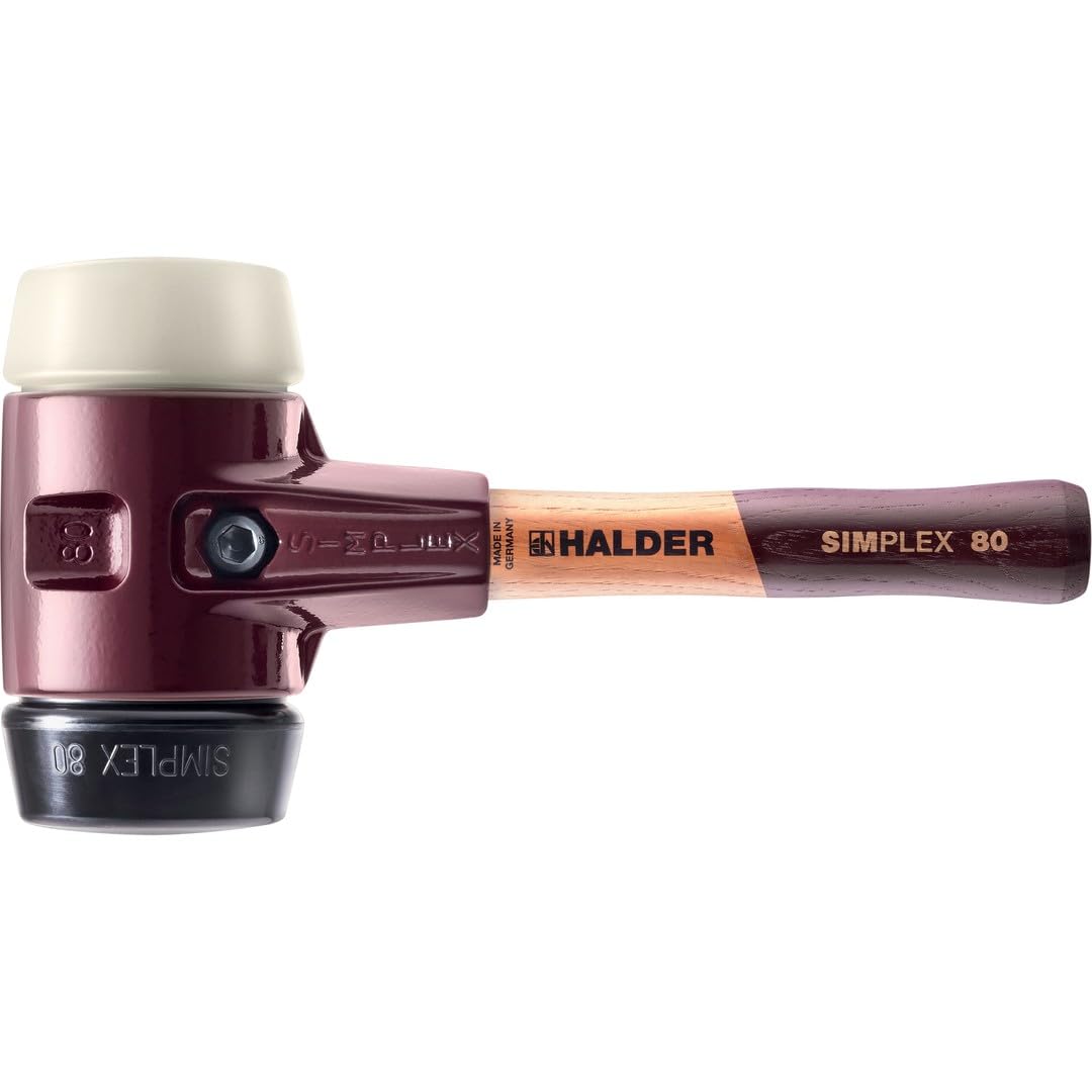 Simplex 3028.082 - Martillo de piel (nailon, con carcasa de hierro maleable y mango de madera extracorto, diámetro de 80 mm, mango extracorto)