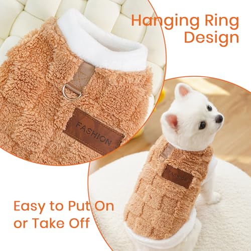 Fleece Hundepullover Hunde,Hundepulli für Katzen,Chihuahua Katzenbekleidung,Klamotten für Hunde Katzen,Hundemantel für Haustier,Warme Hundeweste Katzenpullover,Weich Wintermäntel mit D-Ring, M 2.5-4KG