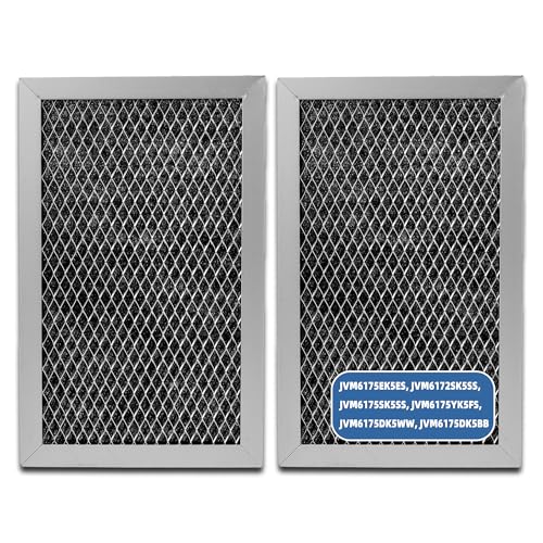 2-Pack Microwave Charcoal Grease Filter for GE Models JVM6175EK5ES, JVM6172SK5SS, JVM6175SK5SS, JVM6175YK5FS, JVM6175DK5WW, JVM6175DK5BB – Odor Elimination & Air Filtration (Black 2X Charcoal Filter)