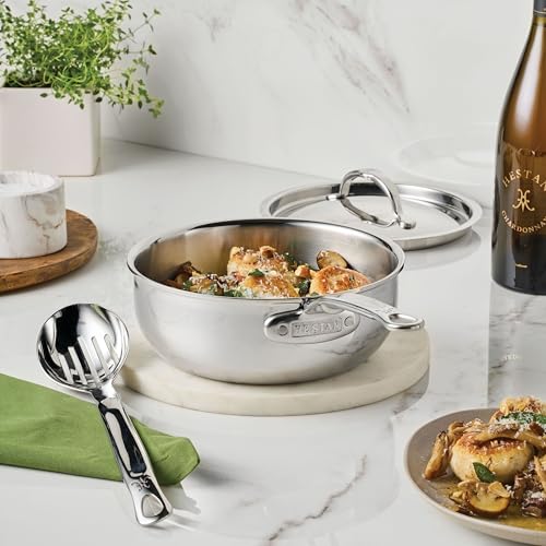 Image of Hestan ProBond Luxe Saucepan with Lid, 2 Quart Polished Tri-Ply Stainless Steel - Professional Clad Cookware, Induction Compatible, Oven Safe