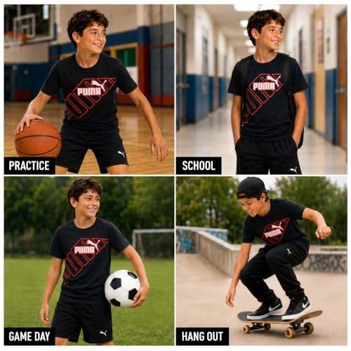 Image of PUMA Boys T-Shirts Athletic Crewneck Short Sleeve Tees (Sizes S-XL)
