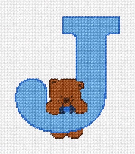 Pepita Needlepoint kit: Letter J Teddy Blues, 7