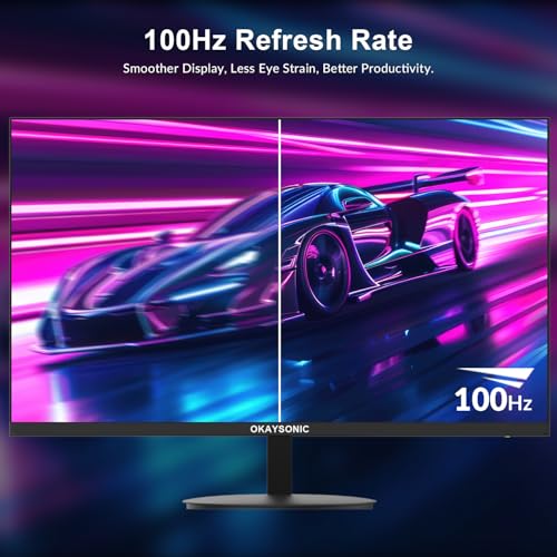 Image of 2 Pack 27 Inch FHD 1080P Office Monitor, 100Hz Refresh Rate, 3-Side Borderless, HDMI & VGA Inputs, 100x100mm VESA Compatible, Eye Care Technology
