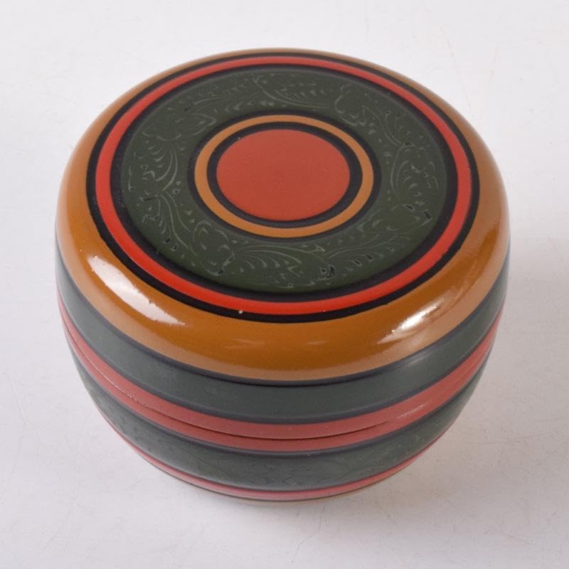茶道具山中塗筑城筑良作独楽塗平棗共箱V7418