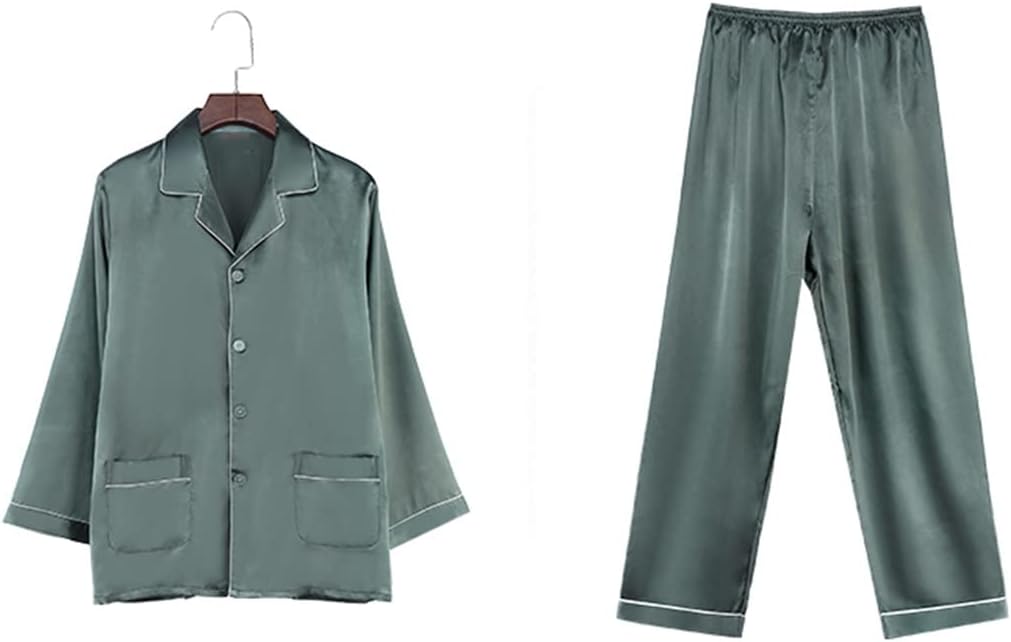 Pajamas men's spring and autumn ice silk long-sleeved homewear thin suit