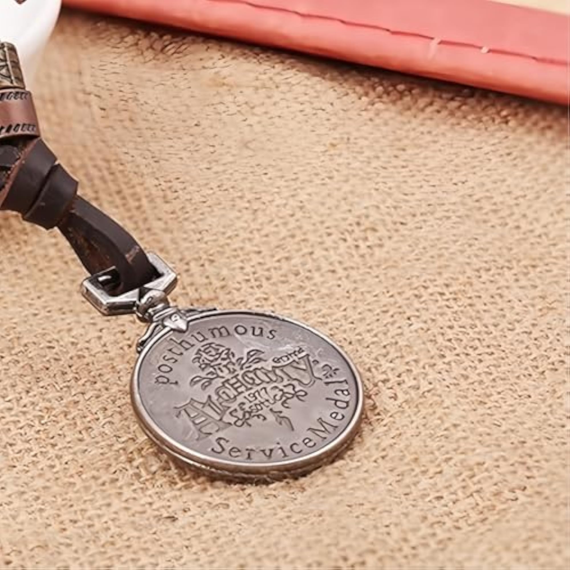 Men's Classic Skeleton Brown Leather Pendant Necklace