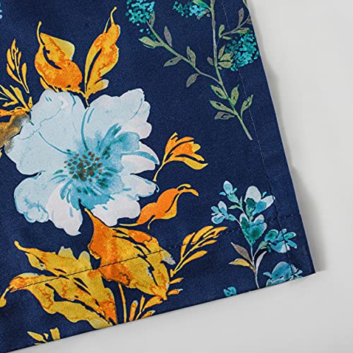 Driftaway Sylvia Floral Botanical Herbs Watercolor Printed Pattern Lined Blackout Thermal Insulated Window Curtain Grommet 2 Panels 52 Inch By 84 Inch Navy #TOP5