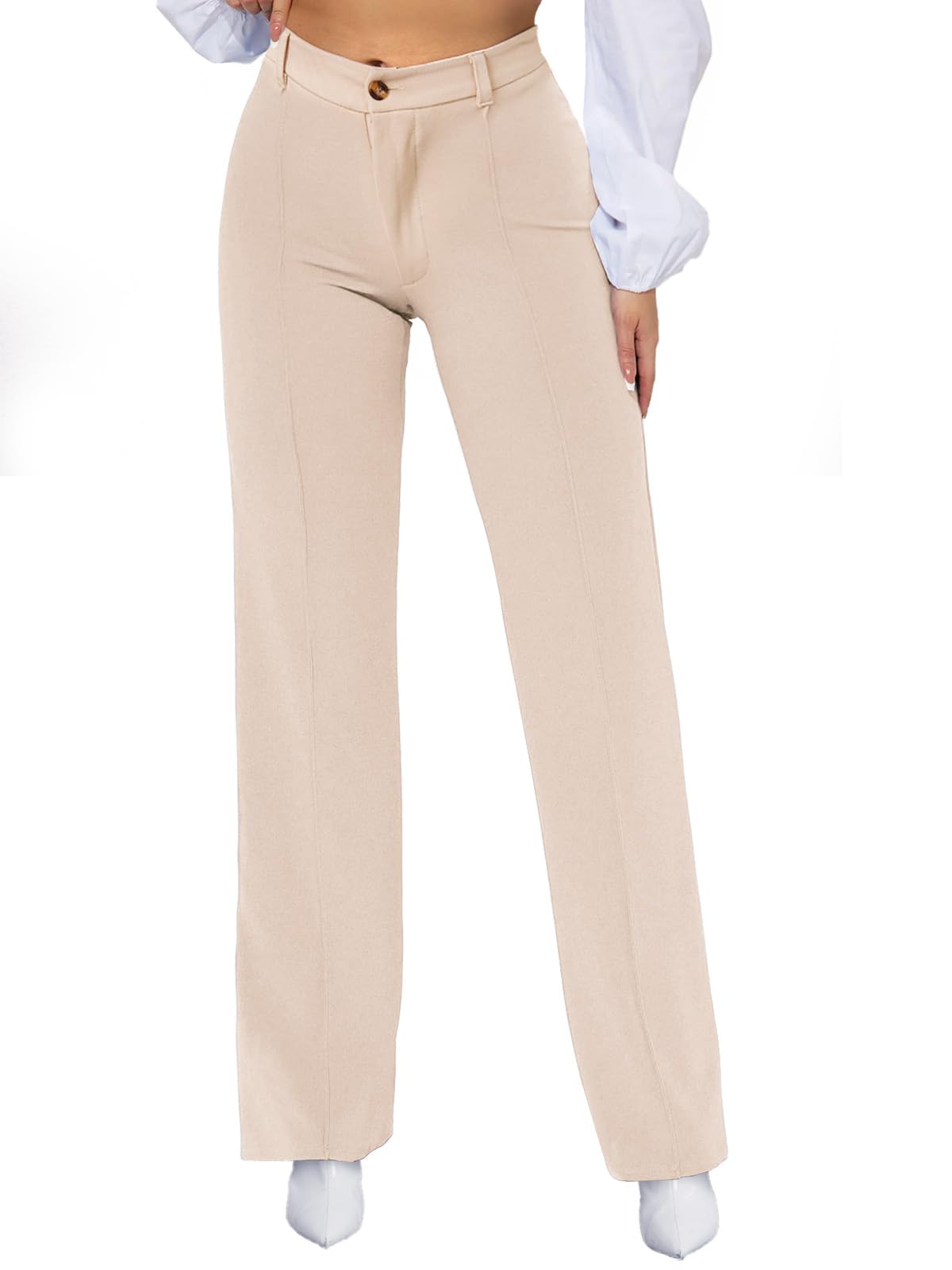 Work Pants for Women Straight Leg Trousers Pants High Waisted Business Casual Dress Pants Trendy Office Outfit
