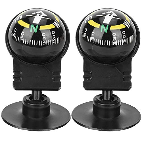 Vbest life Vehicle Ball Compass, 2pcs Portable Car Compass Guide Ball Suction Cup Mini Compass