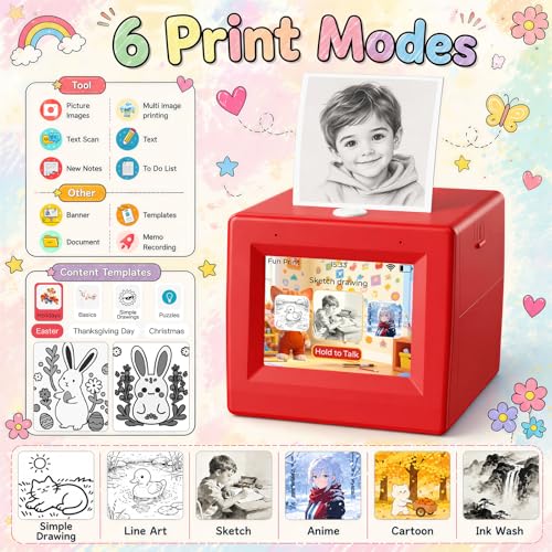 AI Mini Sticker Printer Toy for Kids - Interactive Voice Controlled Portable Thermal Inkless Sticker Maker Machine for DIY Arts and Crafts, 3 4 5 6 7 8 9 10 11 12 Year old Kid Christmas Birthday Gifts — view 2