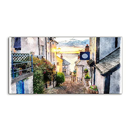Devon Coast Streets image acrylique 100x50cm pour illuminer une chambre sombre sans faire de travaux