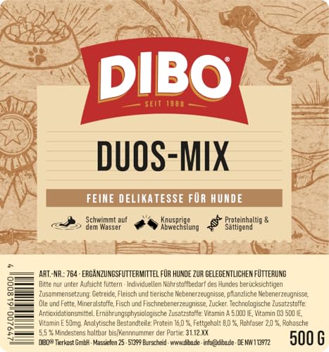 Duos-Mix, 500g-Beutel, Backwaren als gesunde, natürliche Ernährung für Hunde von DIBO, Hundefutter, Barf, B.A.R.F., Leckerli, Hundekekse