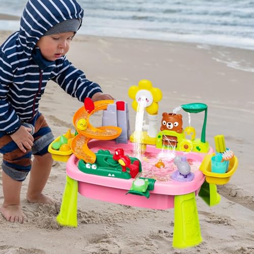 Jouets sensoriels pour bébé avec cette table d'activités aquatiques extérieur