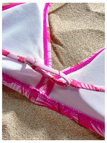 Girl's 3 Piece Summer Swimsuit Floral Print Ruched Triangle Halter Cut Out Beach Bathing Suits4