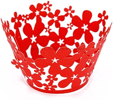 Little Snow Direct 20pcs Lace Flower Cupcake Wrapper Laser Cut Wraps Cases Wedding Birthday Party - White