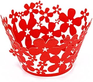 Little Snow Direct 20pcs Lace Flower Cupcake Wrapper Laser Cut Wraps Cases Wedding Birthday Party - White