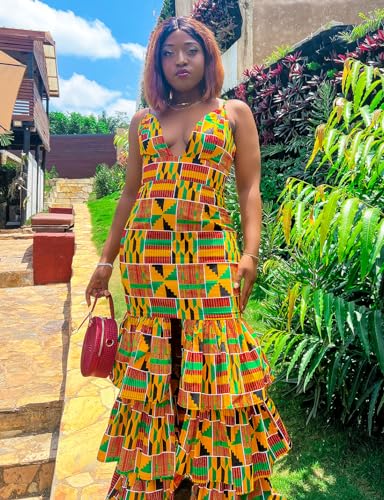 Image of SHENBOLEN Women African Ankara Batik Print Traditional Clothing Casual Party Dress