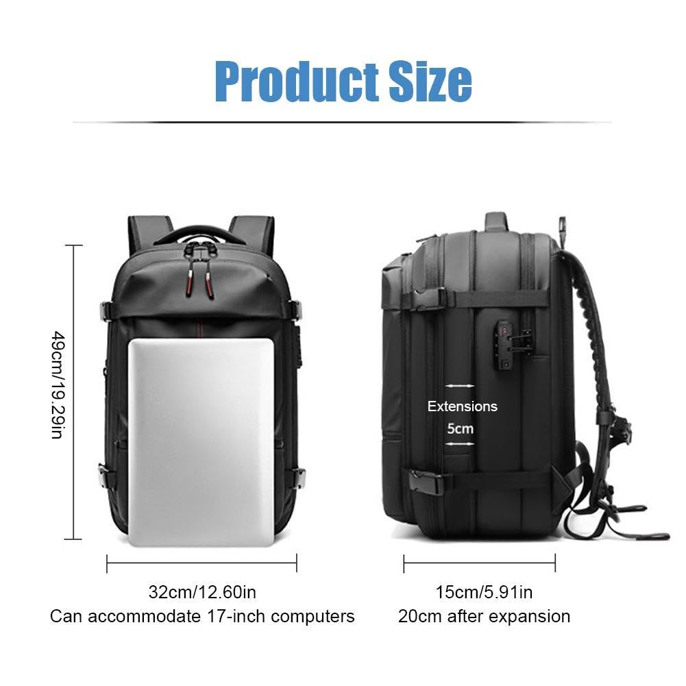 PLGEBR Mochila Airpack, mochila expandible de 60 L con compresión al vacío, mochila al vacío, resistente al agua, mochila antirrobo, mochila de viaje al vacío