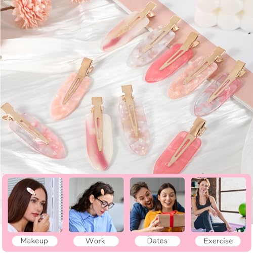 10 Pinzas para Cabello Sin Arrugas Color Rosa Brillante miniatura 3