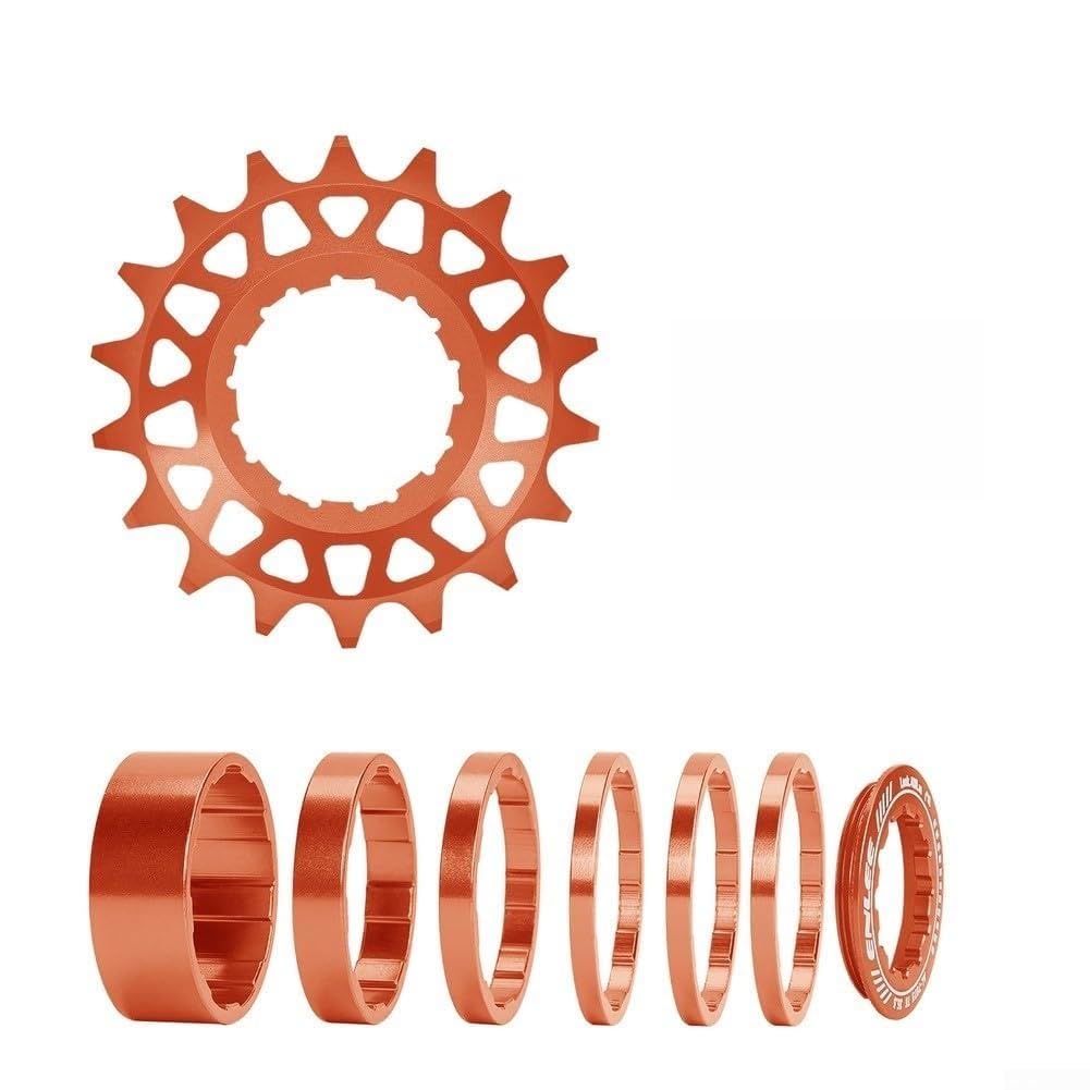 16T And 18T Single Speed Conversion Kit For Bikes With Solid Aluminum Cog And Spacer For Even Distribution(Orange-18T)