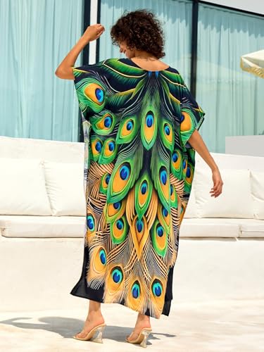 Image of NFVNKJ Women's Plus Size Beach Lounge Kaftan Maxi Dress Swimsuit Coverup for Women