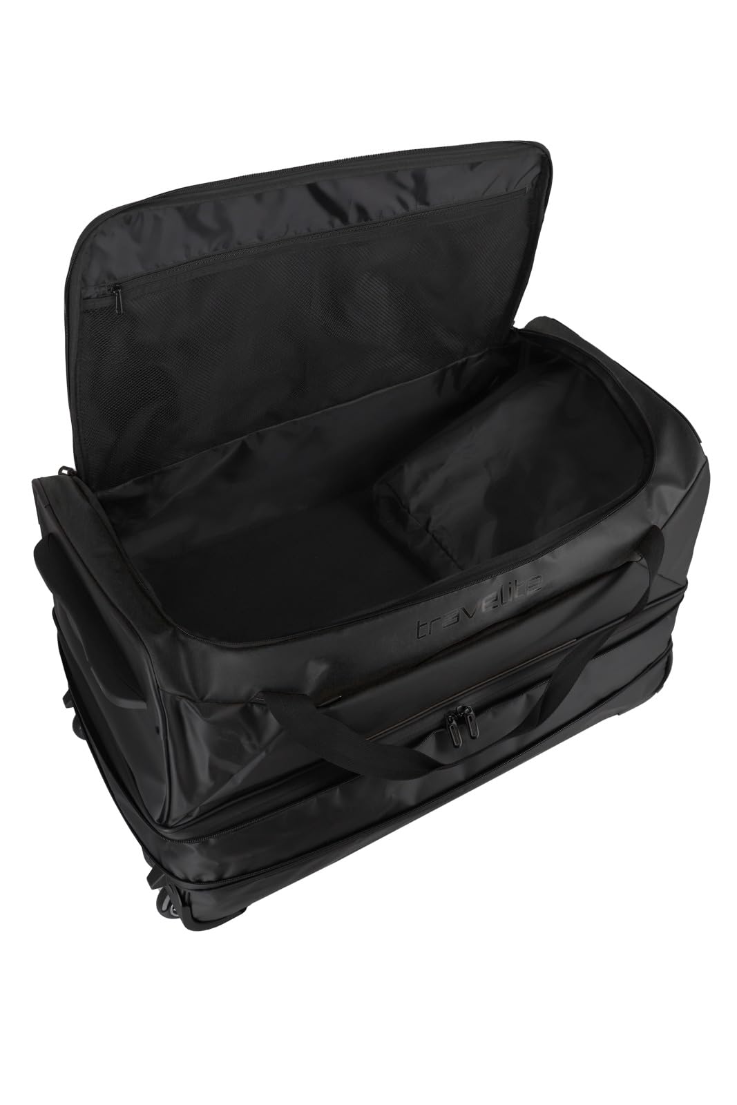 Travelite Bolsa de viaje trolley con ruedas de material repelente al agua, Basics equipaje blando con fuelle expansión, 70 cm, 98-119 litros, Negro