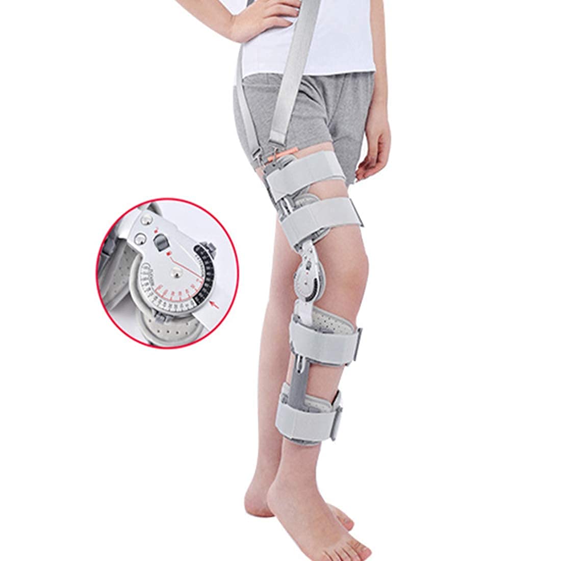 IBOWZ Ortesis de Rodilla con bisagra Rodillera articulada estabilizadora Ajustable con Correa, Soporte de rótula posoperatoria, para ACL/PCL, ligamento lesionado y fracturado, tamaño Universal