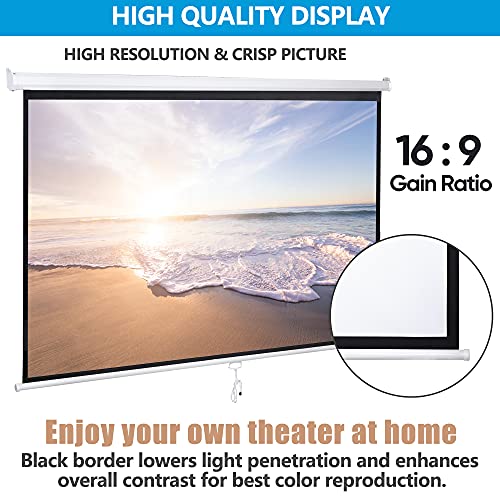 Super Deal SD0514 100'' 16:9 Hd Projection Screen Foldable Anti-Crease Portable Projector Movie Screen Manual Pull Down thumb #2