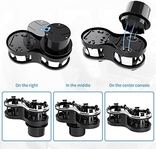 OHMOTOR Car Cup Holder, 2 in 1 Cup Holder for Cars Drink Cup Holder with Adjustable Base and Movable Bracket, Fits Most Soda Cans and Beverage Bottles